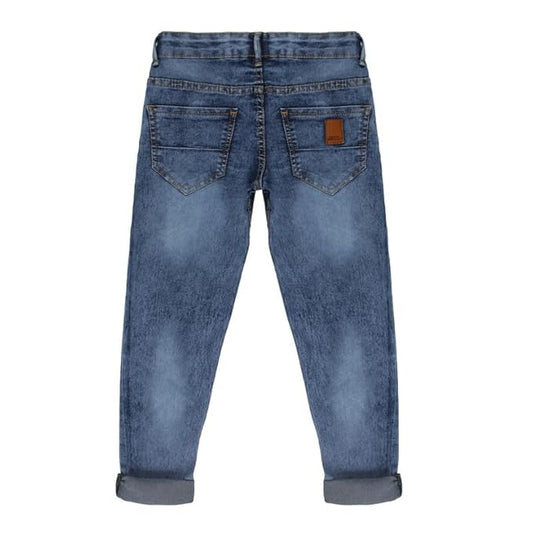 Chopper Club Boys Jeans (5β15 Years) | Straight Fit Stretchable Denim | Inner Elastic & Drawstrings | Color - Cloud