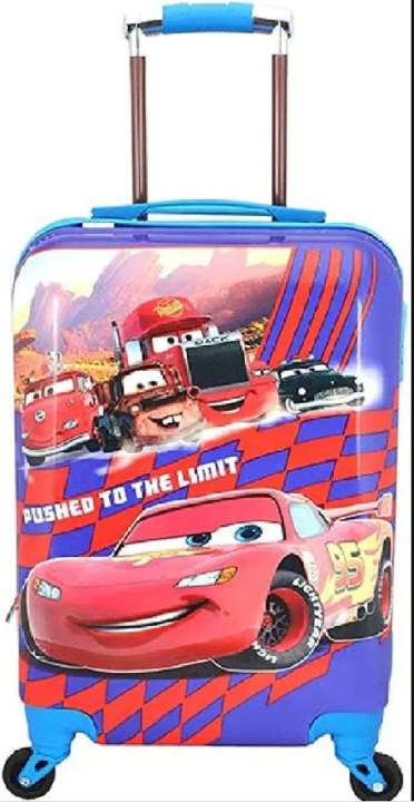Kids Trolley Bag with Wheels – 3D Cartoon Car Design Hard Shell Luggage for Boys, Lightweight Travel Suitcase with Adjustable Handle
