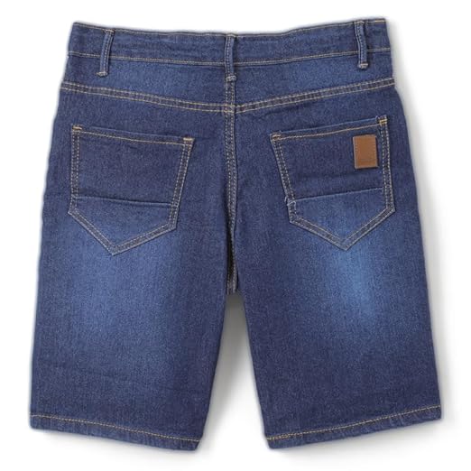 Chopper Club Boys Denim Shorts | Regular Fit Stretchable 3x1 Denim | Inner Elastic Waist | Color - DX Admiral