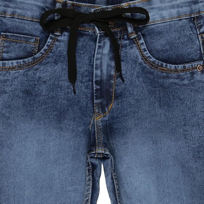 Chopper Club Boys Jeans (5–15 Years) | Straight Fit Stretchable Denim | Inner Elastic & Drawstrings | Color - Cloud