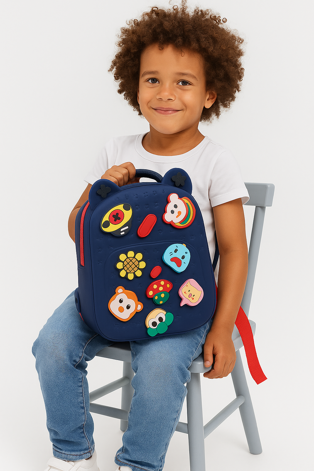 Water Resistant Kids Backpack Light Weight School Bookbag Unisex Stylish Bag for Children Age 3-12 Years Old, with DIY Patches, Durable