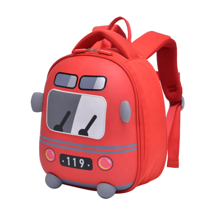 Kids Cartoon Bus School Backpack | Lightweight 3D Design Bag for Preschool & Nursery | Soft EVA, Adjustable Straps