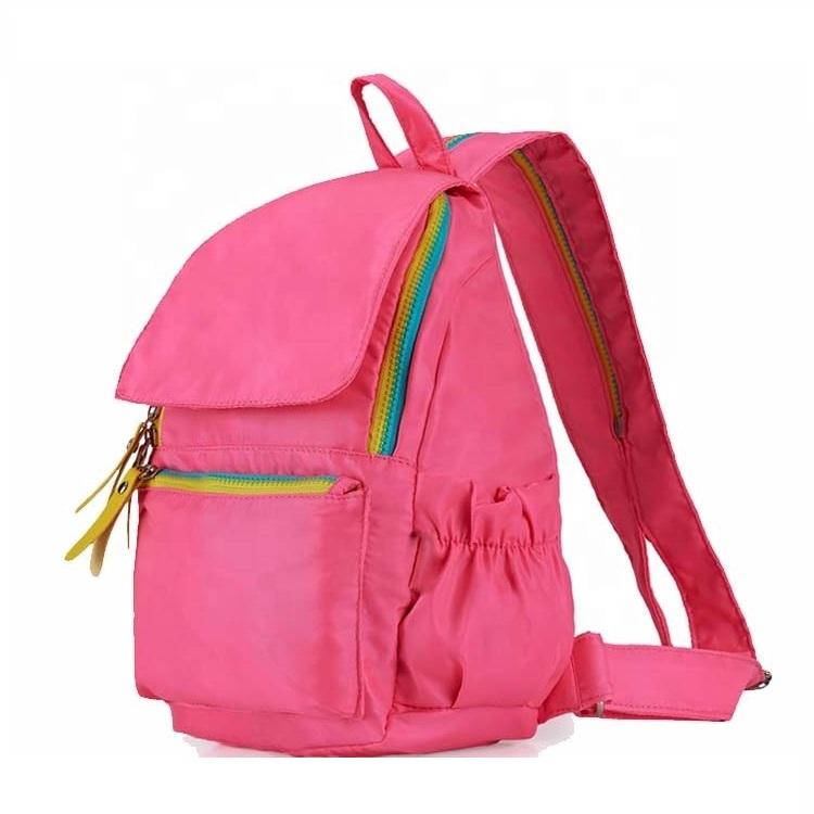 Lightweight Kids Backpack for Girls & Boys | Durable Nylon School Bag with Reflective Straps & Multiple Pockets | Bright Pink