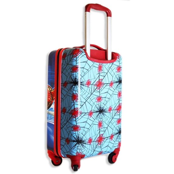 Kids Spiderman Trolley Bag – 3D Marvel Superhero Hard Shell Suitcase with Wheels & Adjustable Handle, Lightweight Travel Luggage for Boys