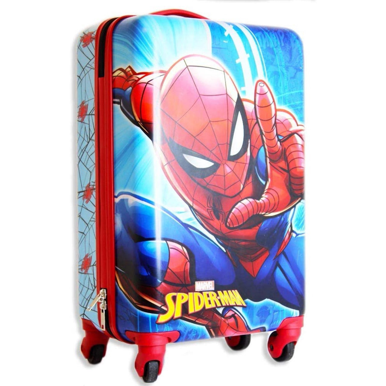 Kids Spiderman Trolley Bag – 3D Marvel Superhero Hard Shell Suitcase with Wheels & Adjustable Handle, Lightweight Travel Luggage for Boys