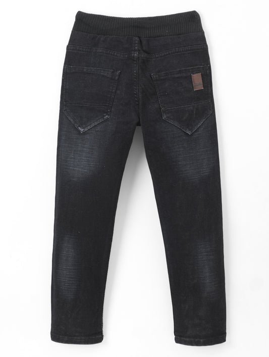 Chopper Club Boys Jeans | Regular-Slim Fit Stretch Denim | Ideal for School, Casual Wear & Parties | Color - Full Rib Black