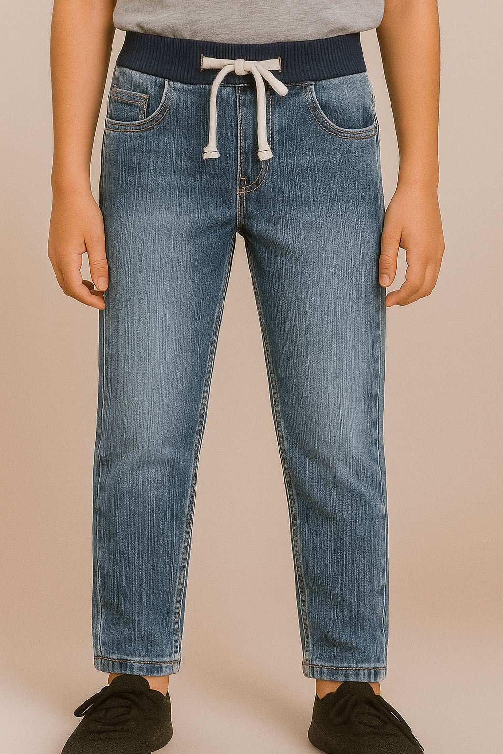 Chopper Club Boys Jeans | Regular-Slim Fit Stretch Denim | Ideal for School, Casual Wear & Parties | Color - Full Rib Stone