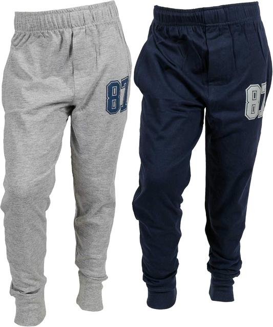 Chopper Club Boys Cotton Track Pants Joggers | Slim Fit Fleece Sweatpants | Pack of 2 | Colors - Navy Blue & Gray