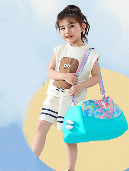 Kids Duffle Bag with Mermaid Design | Lightweight Travel & Sports Bag for Girls | Aqua Blue & Pink Underwater Theme Bag - Abito Kids