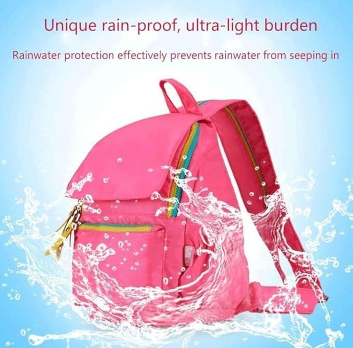 Lightweight Kids Backpack for Girls & Boys | Durable Nylon School Bag with Reflective Straps & Multiple Pockets | Bright Pink - Abito Kids