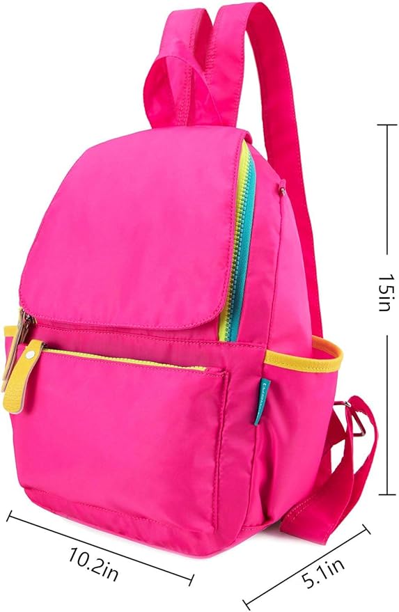 Lightweight Kids Backpack for Girls & Boys | Durable Nylon School Bag with Reflective Straps & Multiple Pockets | Bright Pink - Abito Kids
