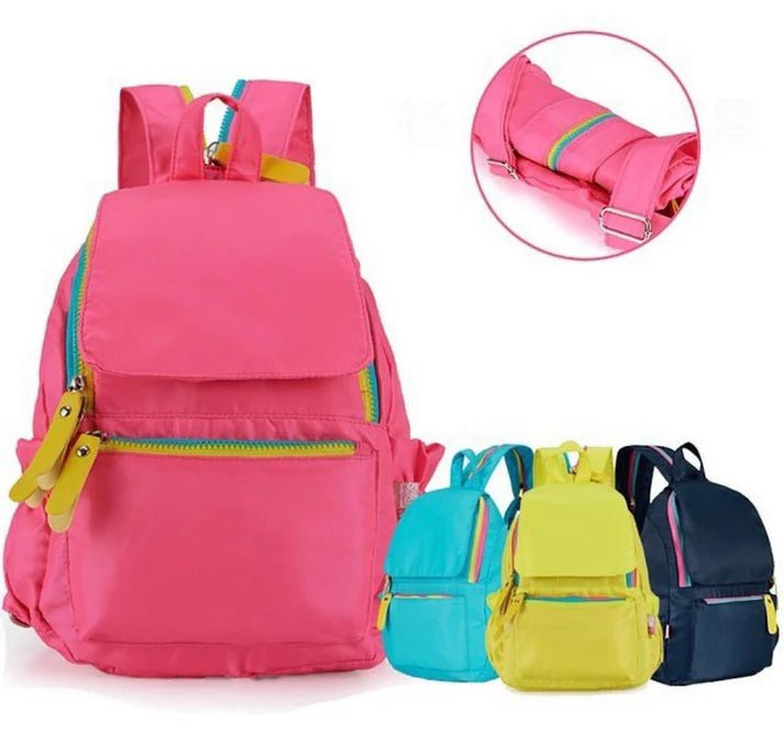 Lightweight Kids Backpack for Girls & Boys | Durable Nylon School Bag with Reflective Straps & Multiple Pockets | Bright Pink - Abito Kids