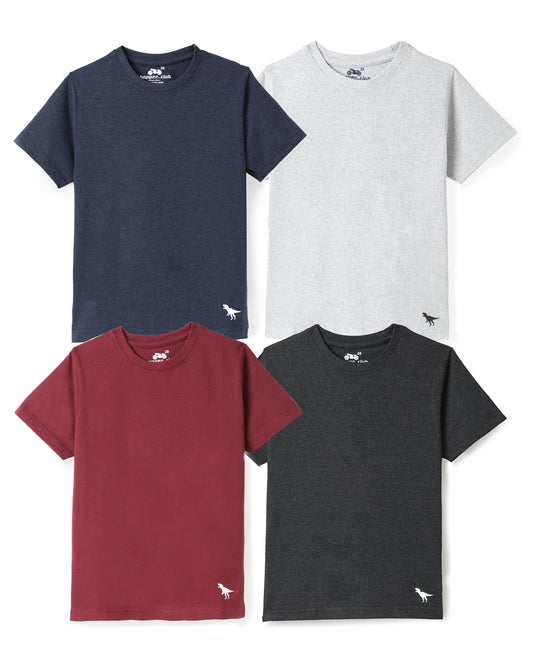 Chopper Club Boys T-Shirts Pack of 4 | Sustainable Jersey Fabric | Regular Fit Tees | Sizes 3–14 | Plain