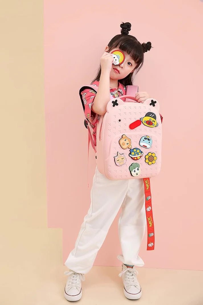 Water Resistant Kids Backpack Light Weight School Bookbag Unisex Stylish Bag for Children Age 3 - 12 Years Old, with DIY Patches, Durable - Abito Kids