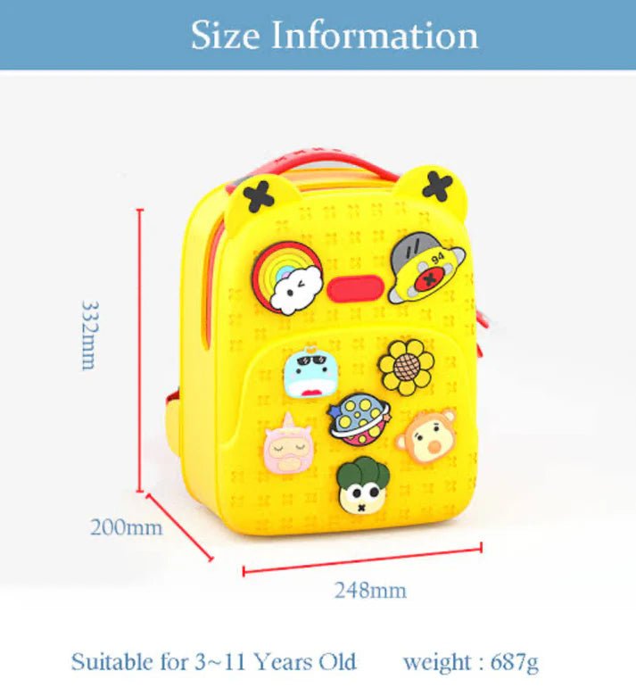 Water Resistant Kids Backpack Light Weight School Bookbag Unisex Stylish Bag for Children Age 3 - 12 Years Old, with DIY Patches, Durable - Abito Kids