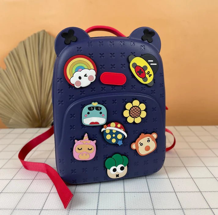 Water Resistant Kids Backpack Light Weight School Bookbag Unisex Stylish Bag for Children Age 3 - 12 Years Old, with DIY Patches, Durable - Abito Kids